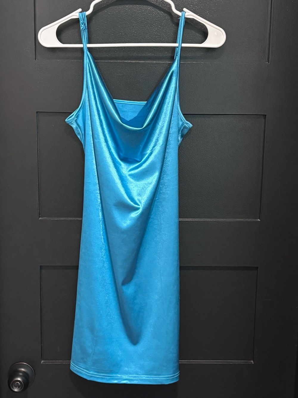 Women’s Satin Cowl Neck Spaghetti Strap Mini Slip Cocktail Dress - Size Medium